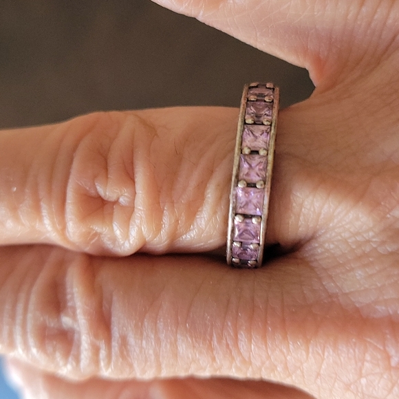 2 Eternity rings, purple and pink - Picture 2 of 7